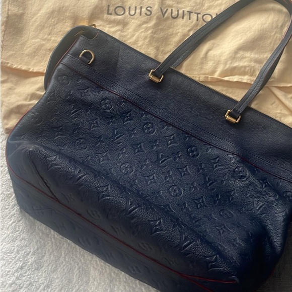Louis Vuitton Handbags - Louis Vuitton Navy Embossed Leather Tote